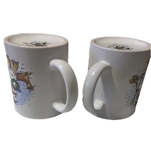 Set of  Two Vintage  Snowman by Salem China Christmas Holiday Red trim Mugs - Picture 15 of 15